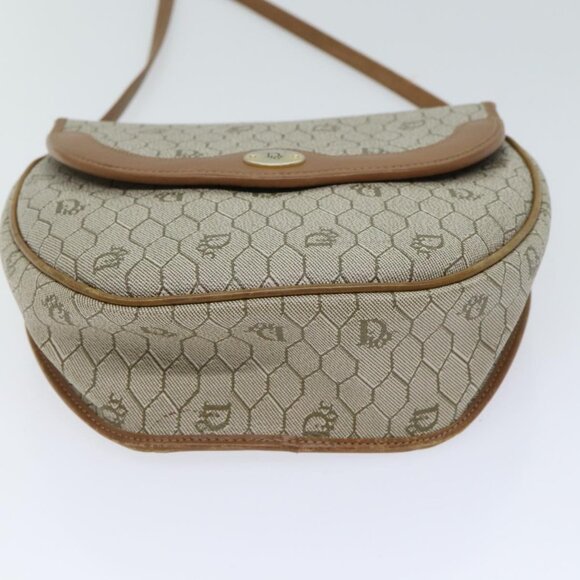 Christian Dior Honeycomb Canvas Shoulder Bag PVC Leather Beige Auth - Picture 7 of 15